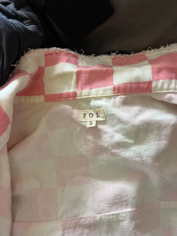 Pol barbie pink & white checkered boho y2k Shacket small - Image 5