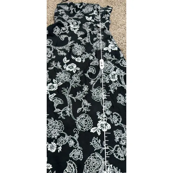 White House Black Market Strapless Floral Toile Midi Dress Black White Size 2 - Image 8