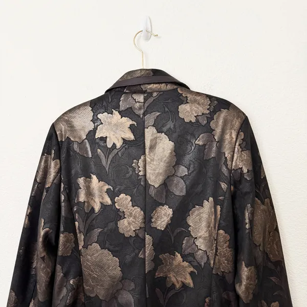 [Avec Les Filles] Black Gold Floral Print Jacquard Tuxedo Blazer Jacket NWT XL - Image 5