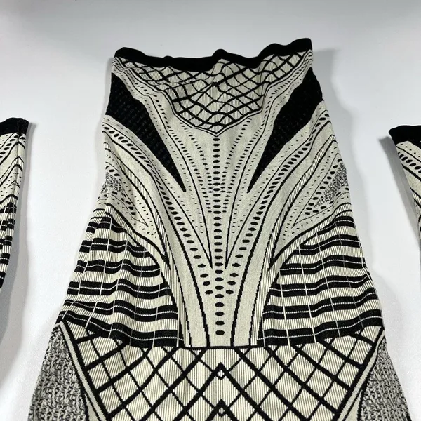 NWT Intimately Free People Mini Dress Size M/L Cream‎ Black Print Stretch Boho - Image 3