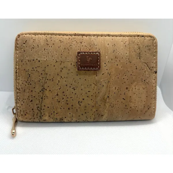 Portugal Cork Wallet Zip-Around Eco-Friendly Sustainable Vegan‎ Natural Boho - Image 2