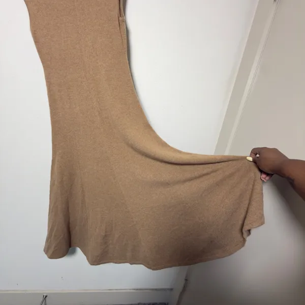 Polo Ralph Lauren Women 100% Cashmere Midi Dress M Camel Turtleneck Fit & Flare - Image 9