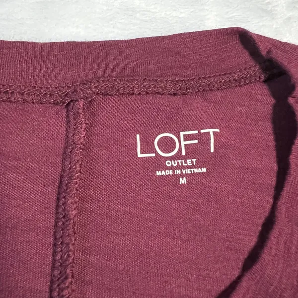 LOFT Crewneck Smocked Cuff Jersey Knit Top Size M Holiday Minimalist Office - Image 4