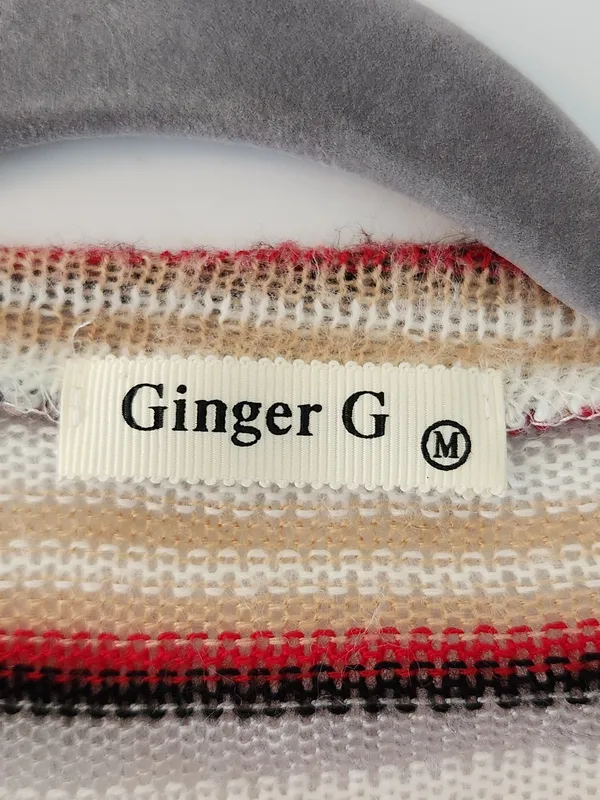 Ginger G Multicolor Striped Fuzzy Knit Top Size Medium - Image 5