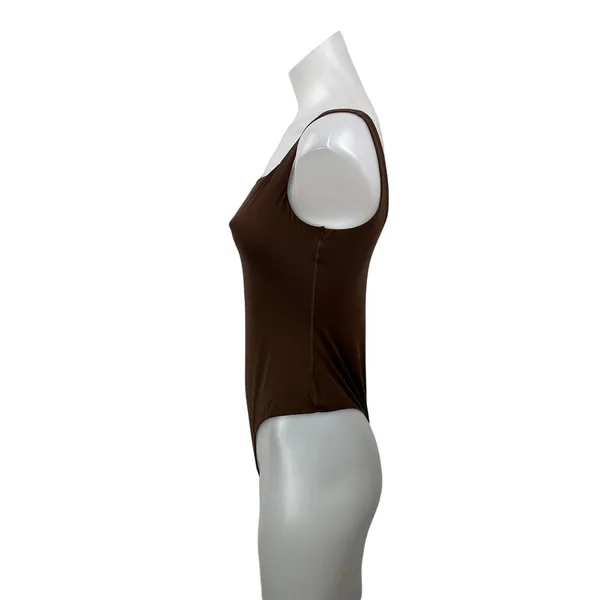 Skims Women's Brown Sleeveless Square Neck Open Back Thong Tank Bodysuit Size L - Image 2