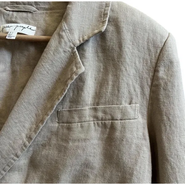 Free People Beige Cropped Blazer Jacket, Paisley Rollable Cuffs, Size 10 - Image 8
