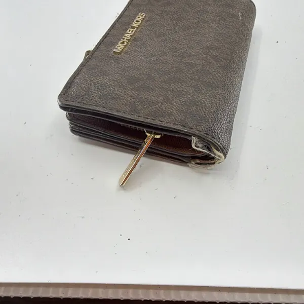 Michael Kors Compact Brown Monogram Coated Canvas Wallet - Image 3