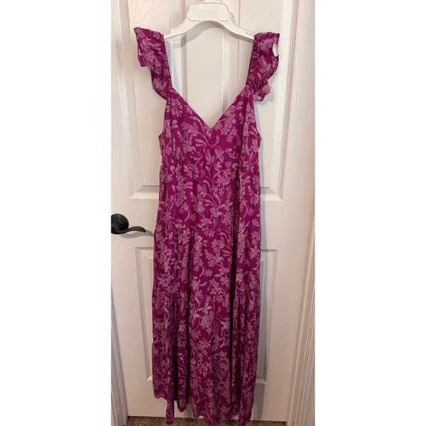 Universal Threads Purple Floral Ruffle Sleeve Maxi Sundress Small NWOT - Image 4