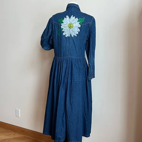 Studio Blue Floral Long Sleeve denim Dress - Image 6