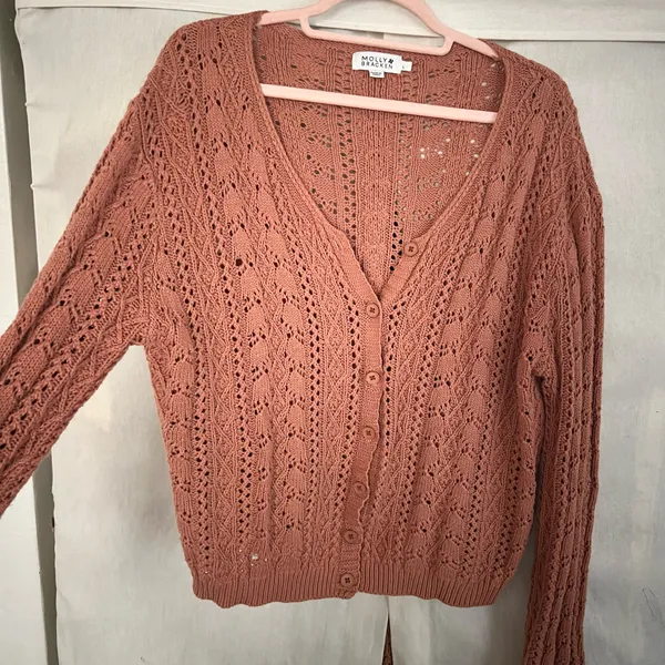 Molly Bracken Crochet Knit Button Cardigan Sweater - Image 2