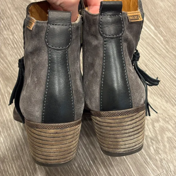Pikolinos Baqueira Womens Ankle Boots‎ Gray Suede Tassel Booties 8.5 Fall Twee - Image 4