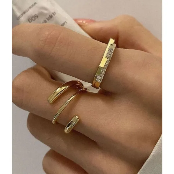 Boutique NEW Women's 14 Gold Filled Bar Simulated Diamond Ring,‎ Adjustable - Image 2