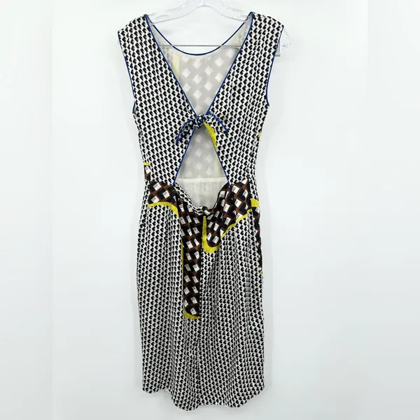 Anthropologie Corey Lynn Calter‎ Geometric Abstract Mini Dress Yellow/Brown SZ 6 - Image 2