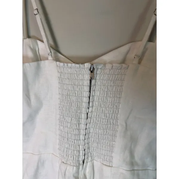 Reformation White Linen Mini Dress Sweetheart Neckline Smocked Back Sz 0 NWT - Image 7