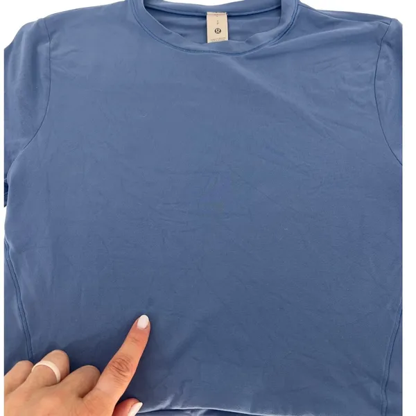 Lululemon Wundermost Ultra-Soft Nulu Cropped T-Shirt Oasis Blue‎ S - Image 5