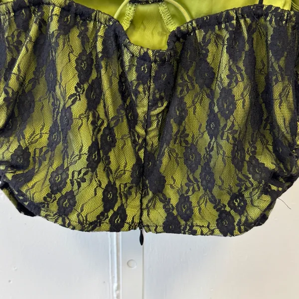 NWT Cider Lime Green Black Lace Crop Top Bustier Cami Strappy Back Sm Whimsical - Image 4