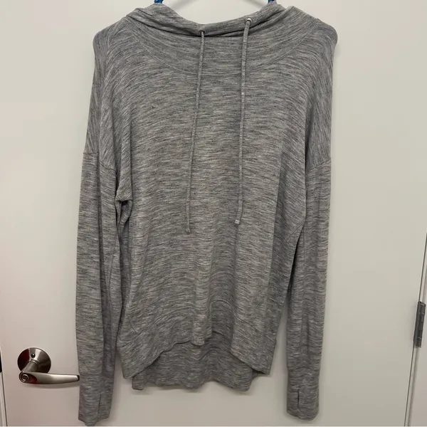 Athleta Heathered Grey Lightweight Hooded Sweatshirt - Image 2