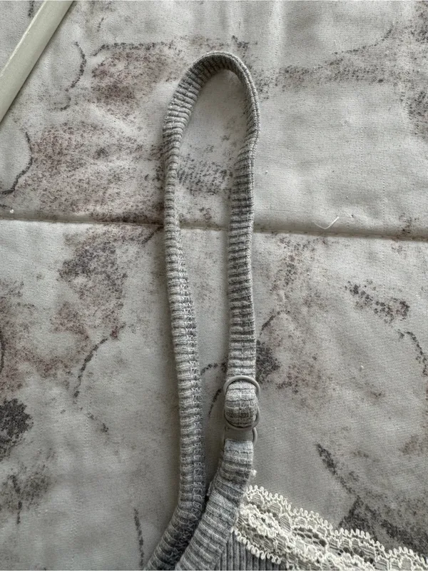Aerie Lace-Trim Gray ribbed Camisole Slip tank dress, size XL cotton casual - Image 8