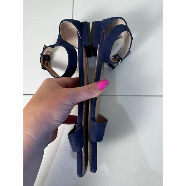 J Crew Hadley Suede Ankle Strap Leather Sandals Size 8.5‎ Minimalist Classic - Image 6