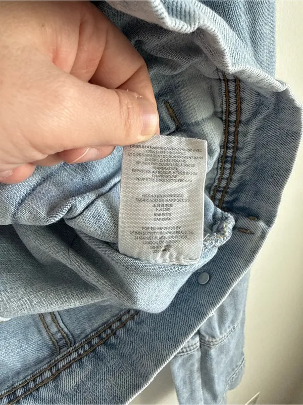 Free People Rumors Distressed Denim Jacket Light Wash Medium - Image 8
