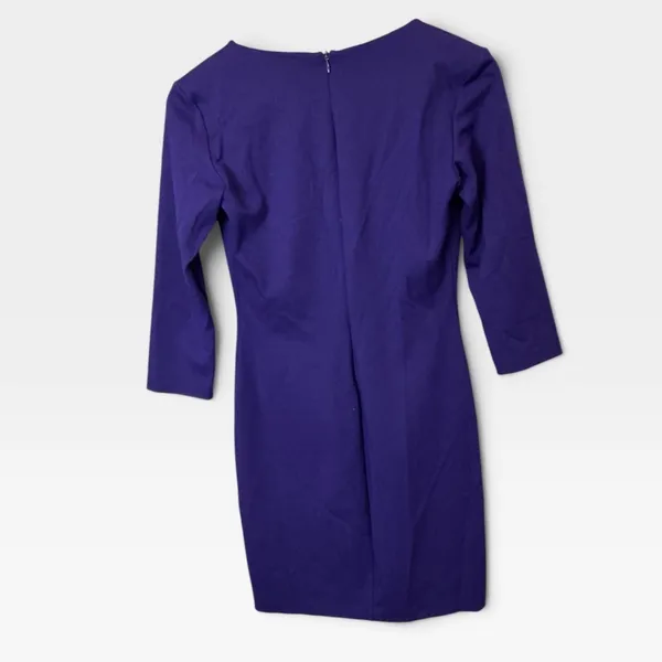 Amanda Uprichard Womens Purple Ponti V-Neck 3/4 Sleeve Sheath Mini Dress Medium - Image 3