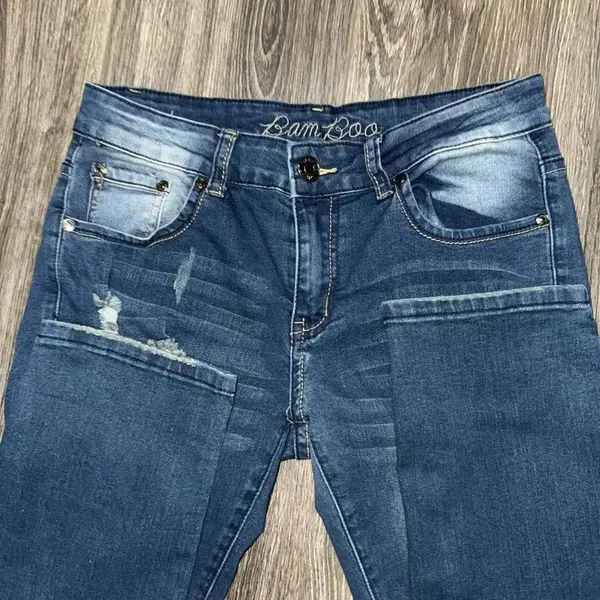 Bamboo Jeans Women's Dark Blue Jeans Distresses Size 9/10 - Image 3