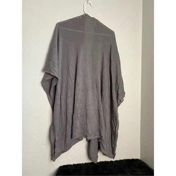 Chico's Womens Gray Silver Bling Studded Poncho Duster Shaw o/s - Image 4