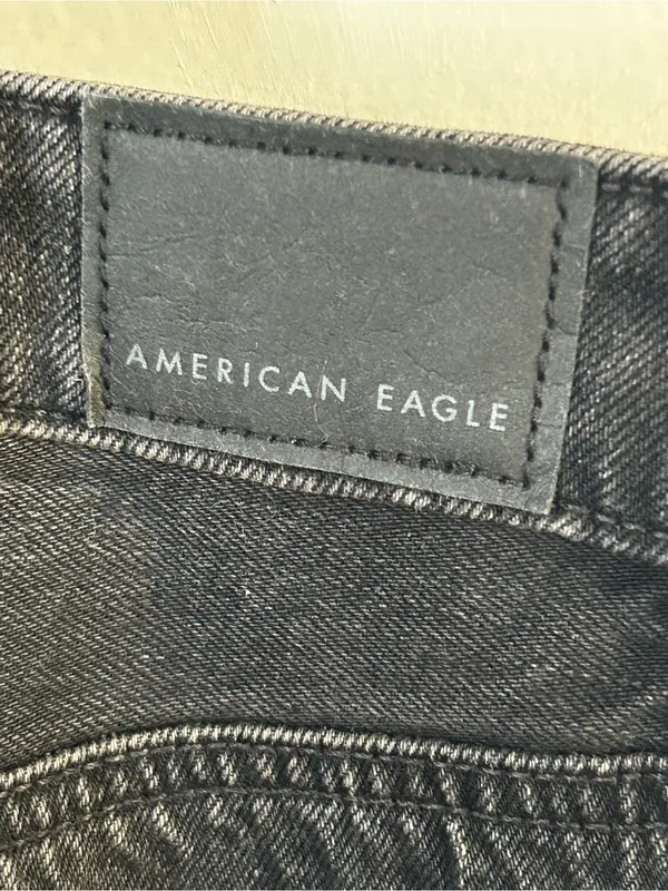 New American Eagle Outfitters Wide Leg Baggy A-Line Fit Black Women's Denim Jean - Image 3