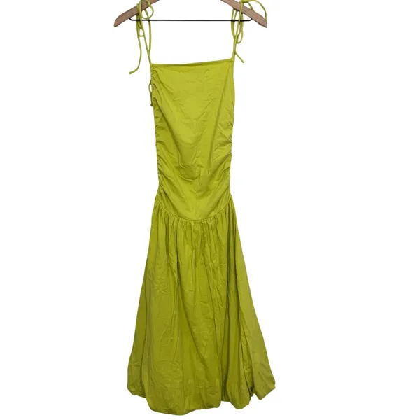 Free People FP Beach Liza Drop-Waist Midi Dress Balloon Apple Green Size XS New - Image 4