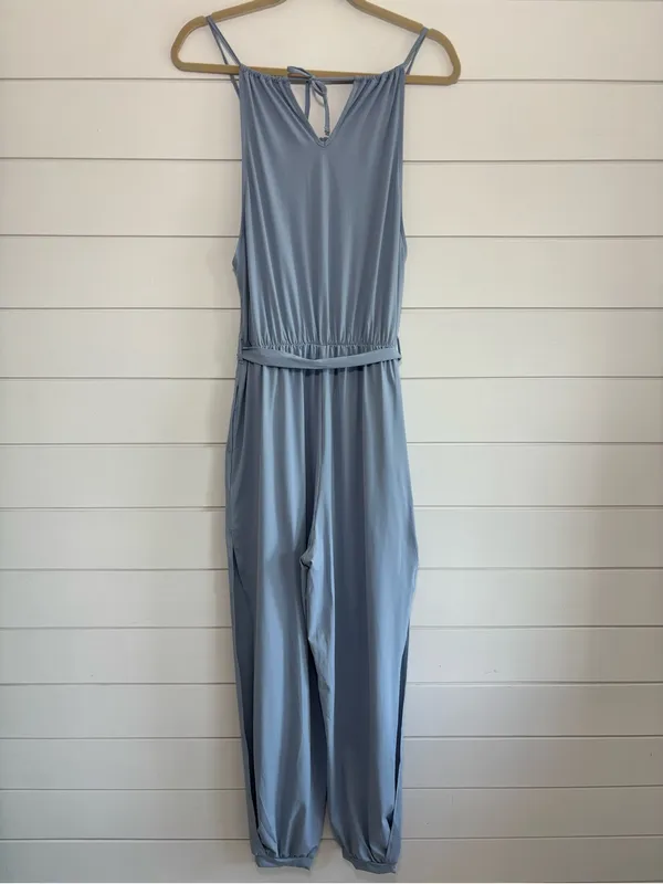 Halara Sleeveless Tie Back Belted Pocket Cut Out Cool Touch Jumpsuit-UPF50+ S - Image 5