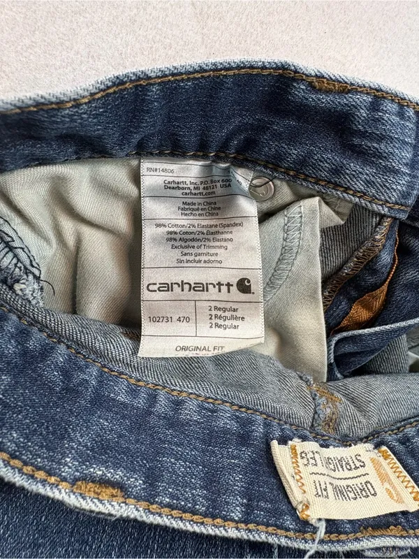 Carhartt Women’s Size 2 Regular Original Fit Straight Leg Jeans Stretch Blue - Image 7