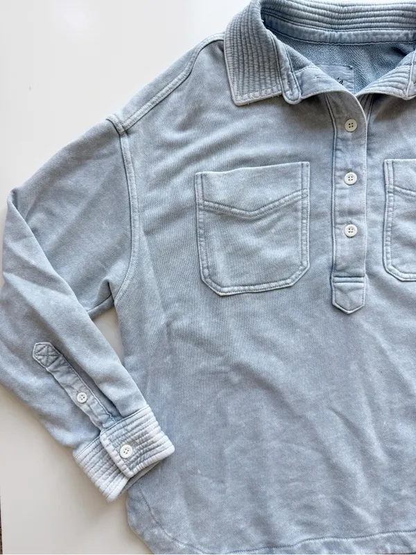 Aerie Oversized Quarter Snap Sweatshirt Blue XS - Image 3