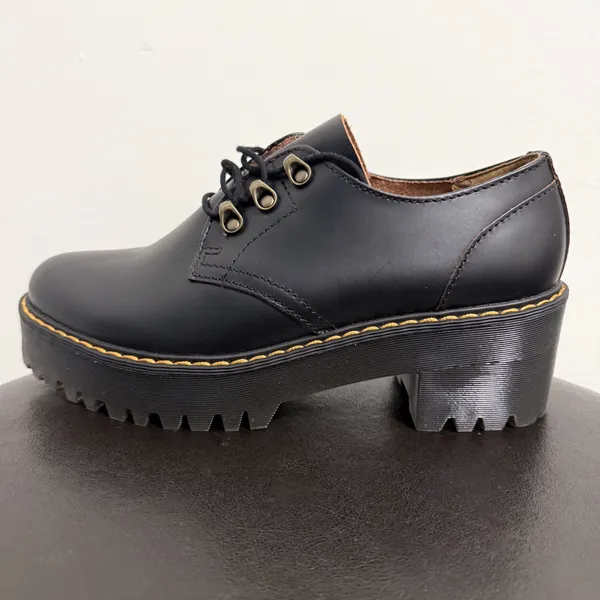 Dr Martens Black Vintage Smooth Leona Lo Platform Block Heel Shoes NWOB US 10 - Image 2