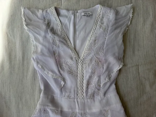 gorgeous BTFL-life white embroidered metallic palm leaf romper - Image 3