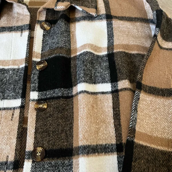SHEIN Brown and Black Plaid Women’s Shacket - Image 2