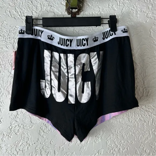 Juicy Couture | 2 Set Shorts Black & Lilac Swirl NWT Size M - Image 5