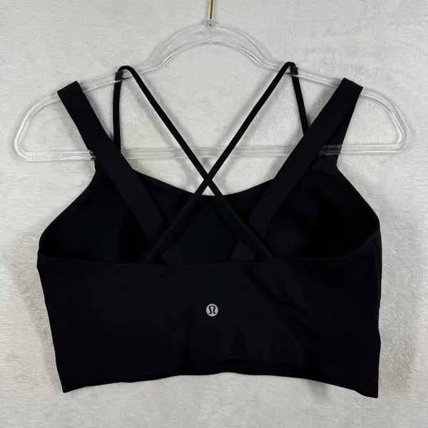 Lululemon Like a Cloud Longline Sports Bra Black Strappy Cross Back Size 8 - Image 2
