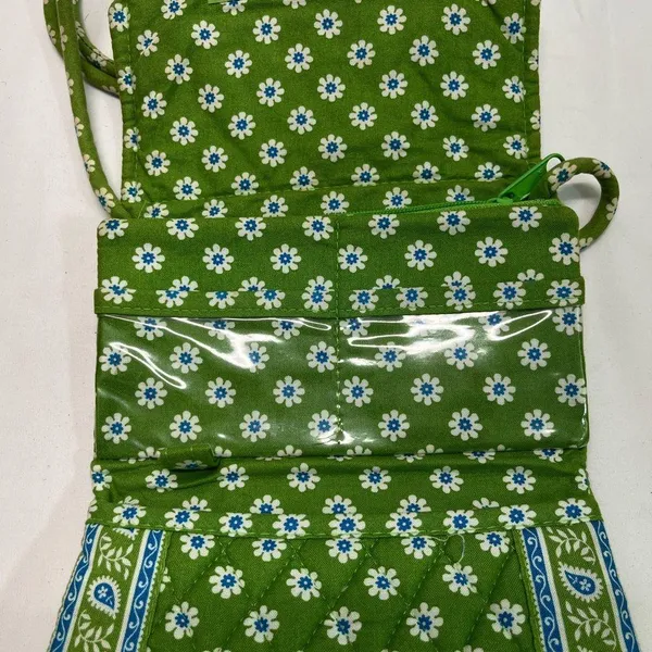 Vera Bradley Floral Green/Blue Crossbody Bag 7” X 5” PREOWNED - Image 3
