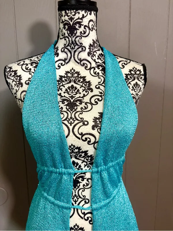 EDIKTED Sequin Split Front Knit Halter Top - Image 3