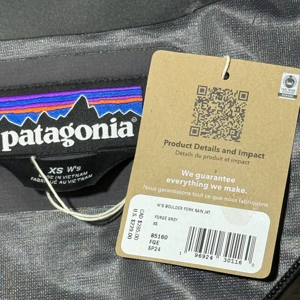 Patagonia Boulder Fork Rain Jacket Size XS Womens Forge Grey Full Zip - Image 12