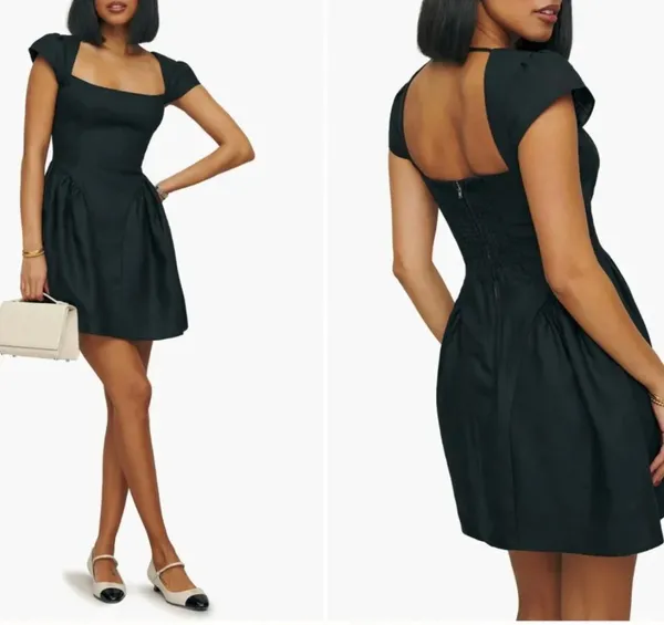 Reformation Linen Dress $228 Black size 6 - Image 2