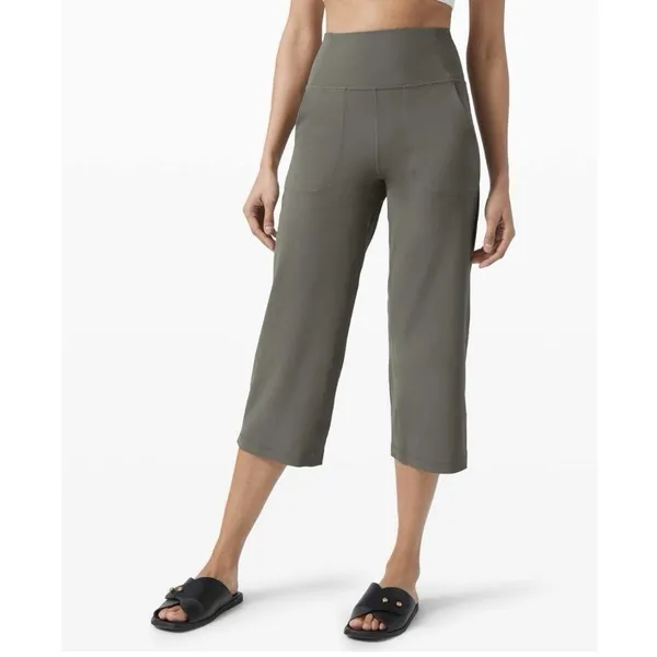Lululemon Align‎ Wide Leg Crop Grey Sage Women's Size 6 High Rise Nulu Athletic - Image 3