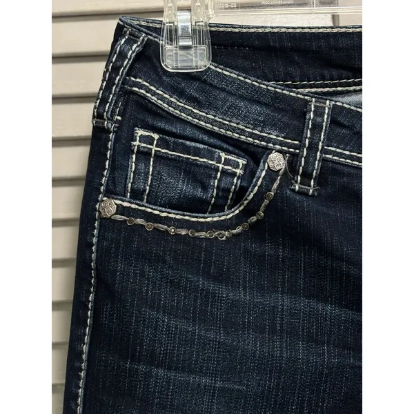 Silver Jeans NATSUKI Flap Bootcut Dark Wash‎ Low Rise EmbroideryGems Size 29x31 - Image 4
