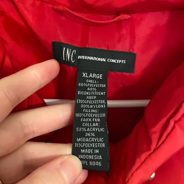 EUC INC International Concepts women’s red puffer zip‎ winter coat jacket XL - Image 5