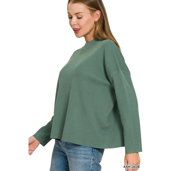 Zenana Viscose Sweater Top &‎ Pants Set - Ash Jade - Small - Image 3