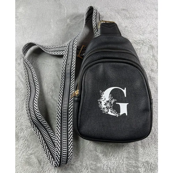 Black Monogram G Mini Backpack Sling Bag Hidden Zipper Compact Travel Pack Chic - Image 2