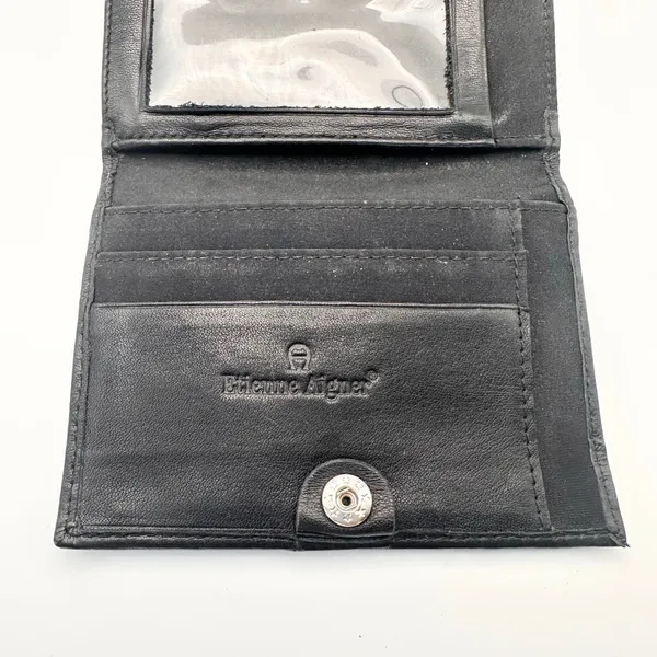 Etienne Aigner Silver Horseshoe A Tri Fold Slant Flap Accordion Wallet Vintage - Image 9