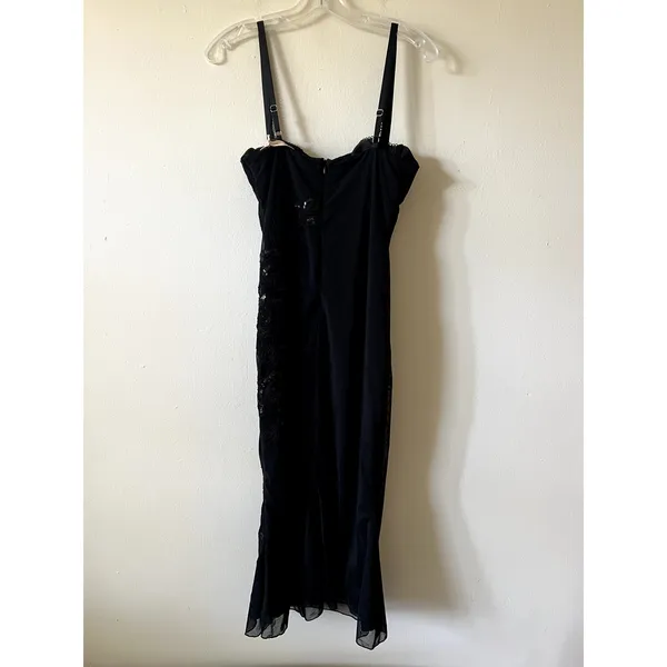 Oh Polly Cherelle Embelished Peekaboo Fluted Hem Midmax Dress Size 6 Black - Image 10