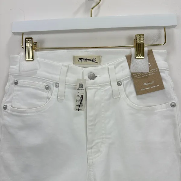 Madewell Kick Out Crop Jeans Pure White Stretch Mid Rise Flare NI961 US 24 NWT - Image 9