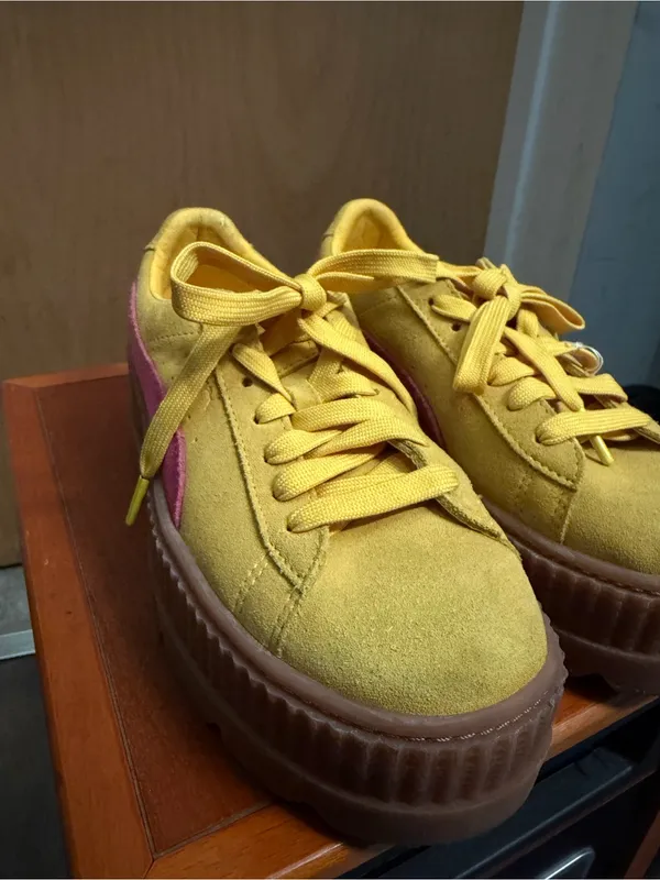 Puma Fenty by Rihanna Women’s Yellow Suede Creeper Sneakers. Size: 8.5 - Image 2